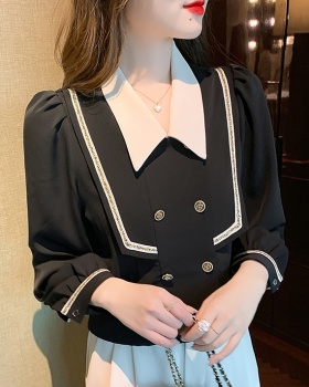 Doll collar fashion shirt spring tops for women