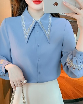 Embroidery temperament shirt elegant loose tops for women