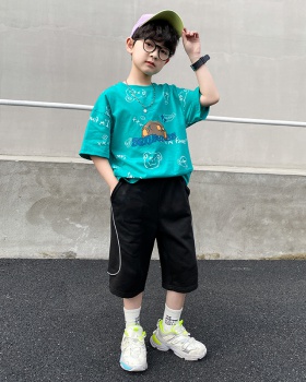 Korean style handsome summer big child kids 2pcs set