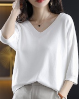 Wool tops five tenths short sleeve sweater for women