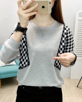 Korean style round neck tops splice hoodie for women