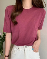 Short sleeve crimping tops all-match Korean style sweater
