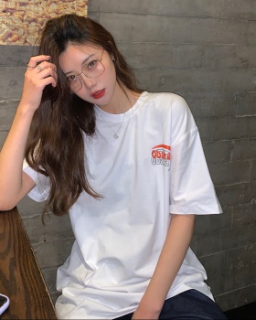 Korean style summer short sleeve long T-shirt for women