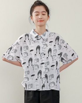 Spring short sleeve maiden printing shirt