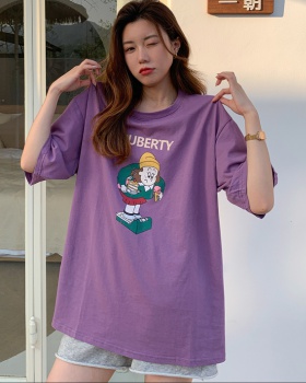Cartoon Korean style tops student printing T-shirt for women
