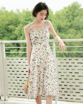 Floral spring and summer sling back bow dress
