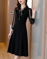 Spring Western style high waist V-neck gauze dress for women