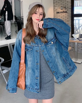 Korean style denim work clothing large yard fat jacket