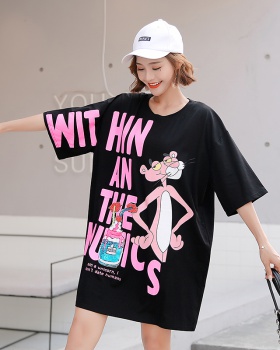 Pure cotton slim cozy printing large yard T-shirt for women