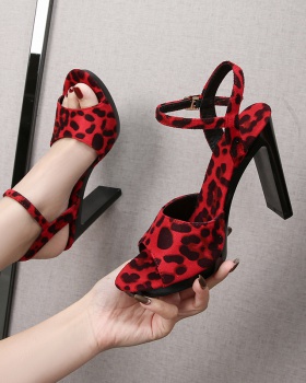 Leopard fashion platform low thick sandals