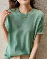 Round neck bottoming shirt short sleeve tops for women