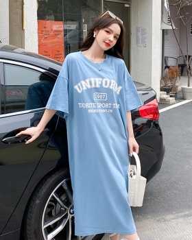 Casual long printing T-shirt Korean style loose dress