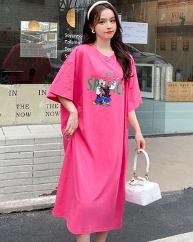 Casual simple fat slim dress long Korean style loose T-shirt