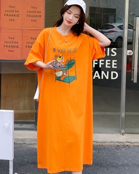 Korean style long printing dress loose cartoon T-shirt