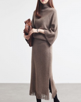 Korean style sweater woolen yarn skirt 2pcs set for women