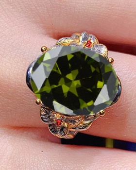 Retro carving opening double color ring