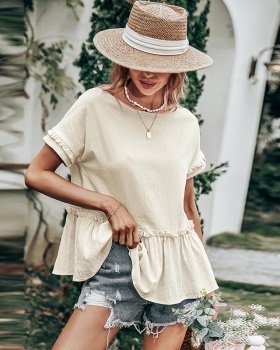Casual folds spring and summer pure tops for women