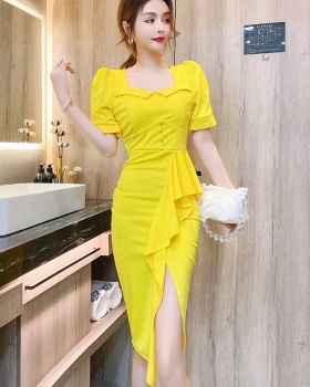 Fashion summer square collar package hip dress