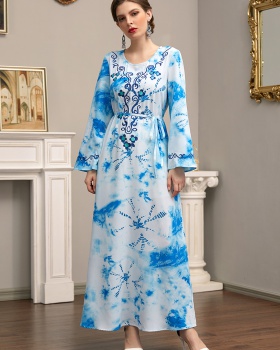 High waist spring and summer dress Korean style long dress