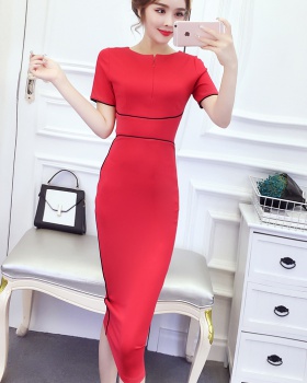 Fashion summer tight package hip mixed colors long dress