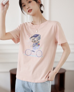 Pure cotton couples loose shirts round neck summer T-shirt