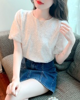 Short sleeve white small shirt lace tops for women
