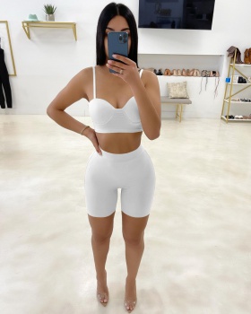 Sexy sling low-waist pure summer shorts 2pcs set for women