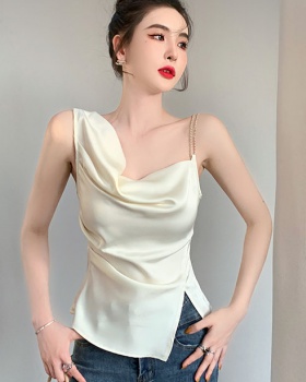 Irregular chain vest Korean style sleeveless tops for women