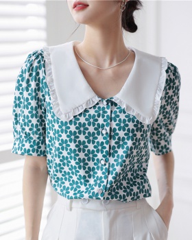 Floral doll collar shirt fashion tops for women