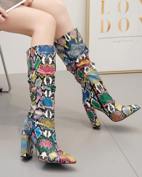 Autumn and winter boots fold high-heeled shoes for women