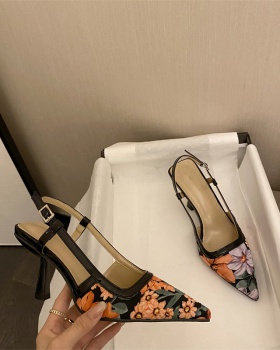 High-heeled printing shoes spring sandals