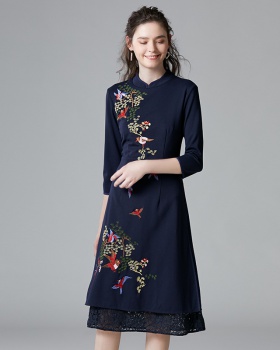 Large yard European style dress retro cheongsam for women