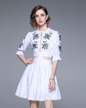 Puff sleeve lace summer temperament dress for women