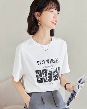 Spring and summer tops white T-shirt for women