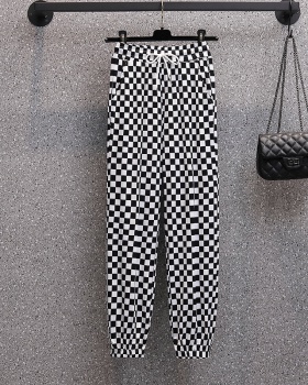 Western style chessboard summer fashion slim casual pants