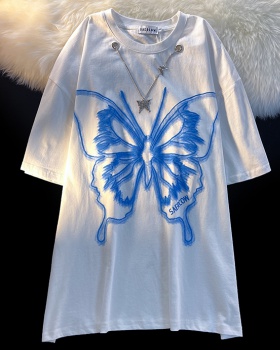 Butterfly summer T-shirt short sleeve couples necklace