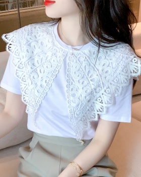 White Korean style T-shirt temperament lace tops