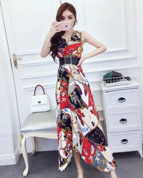 Printing temperament formal dress summer long dress