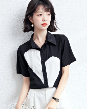 Retro black short sleeve tops unique summer shirt for women