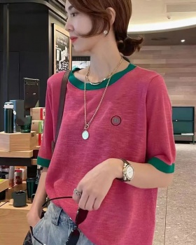 Short sleeve mixed colors tops loose T-shirt for women