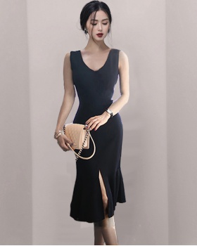 Slim elegant summer sleeveless simple split dress