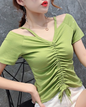 Short sleeve fashion small shirt V-neck T-shirt for women