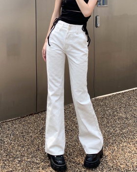 White summer jeans straight long pants for women