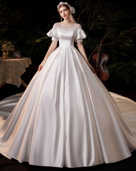 Temperament long dress satin bride wedding dress