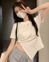 Split Korean style T-shirt irregular tops for women