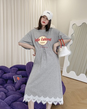 Fat Korean style T-shirt slim long dress for women