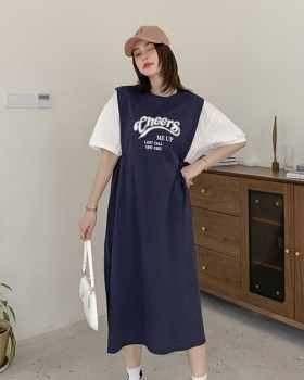 Slim Korean style dress Pseudo-two large yard T-shirt