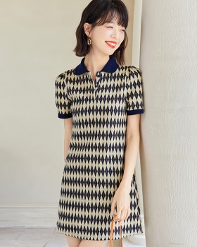 Temperament knitted long France style dress