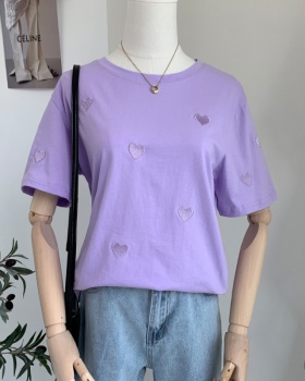 Korean style short sleeve tops heart T-shirt