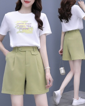 Letters summer T-shirt painting shorts 2pcs set for women